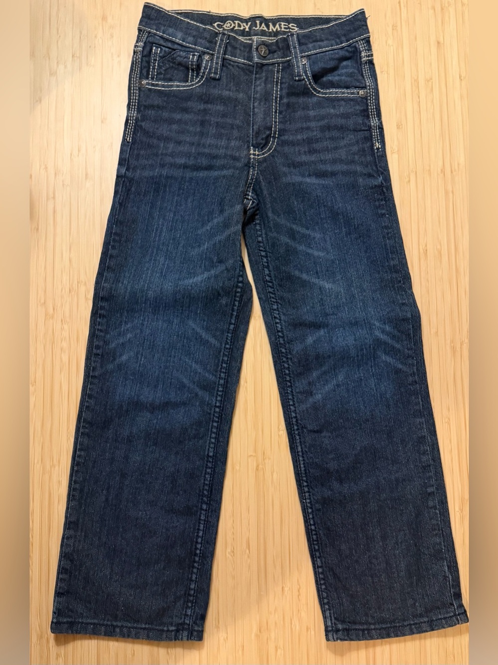 Cody James Boys Jeans Size 8 Regular Dark Wash Western Bootcut Contrast Stitch